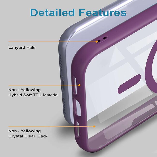 Huse pentru  iPhone 16 Plus cu MagSafe Crystal Clear Back Series - mov