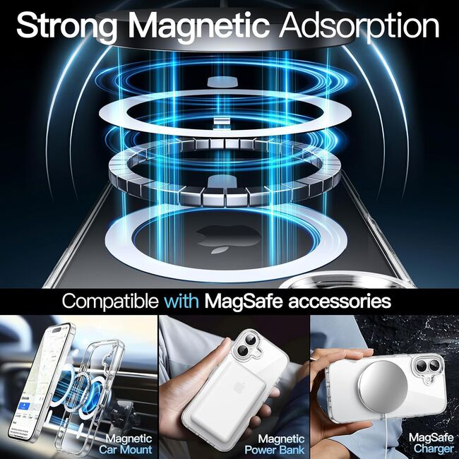Huse pentru  iPhone 16 Plus cu MagSafe Crystal Clear Back Series - transparent