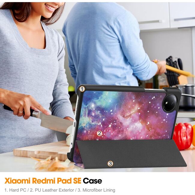 Husa pentru  Xiaomi Redmi Pad SE 8.7 tip stand functie sleep/wake-up, galaxy