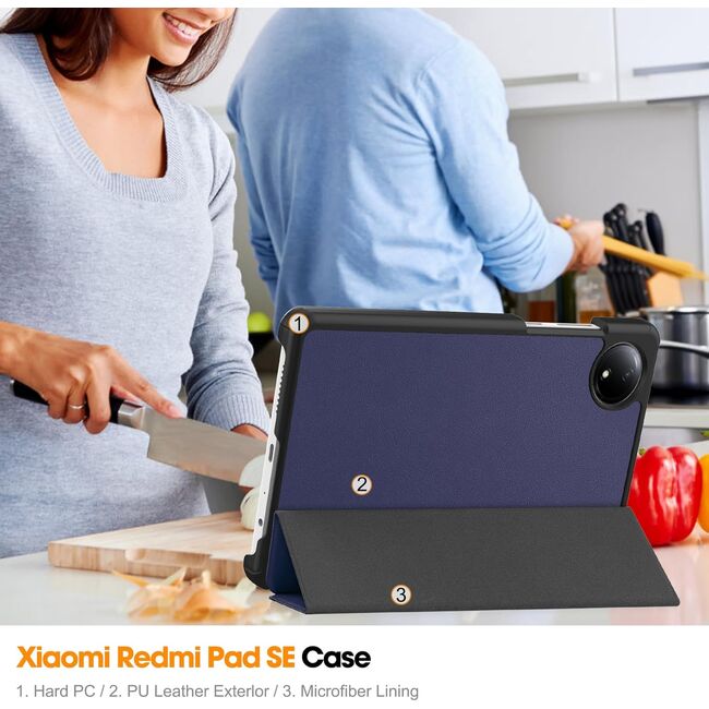 Husa pentru  Xiaomi Redmi Pad SE 8.7 tip stand functie sleep/wake-up, albastru