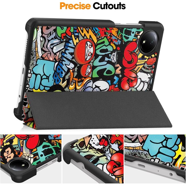 Husa pentru  Xiaomi Redmi Pad SE 8.7 tip stand functie sleep/wake-up, graffiti
