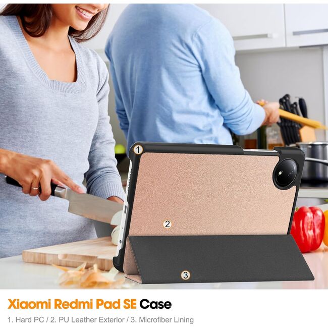 Husa pentru  Xiaomi Redmi Pad SE 8.7 tip stand functie sleep/wake-up, roz