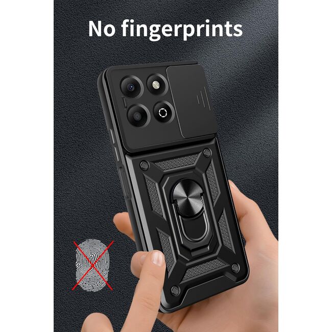 Husa pentru  Honor X6b Ring Armor Kickstand Tough Rugged Cover cu protectie camera, verde