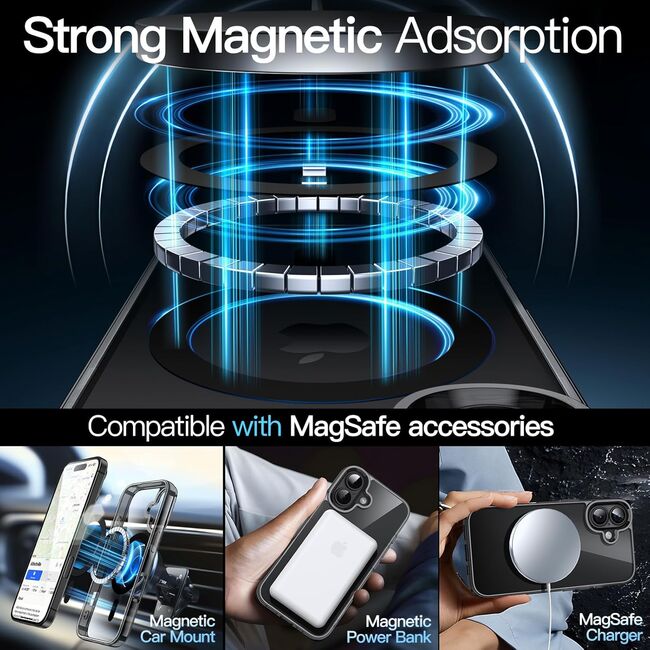 Huse pentru  iPhone 16 cu MagSafe Crystal Clear Back Series - negru