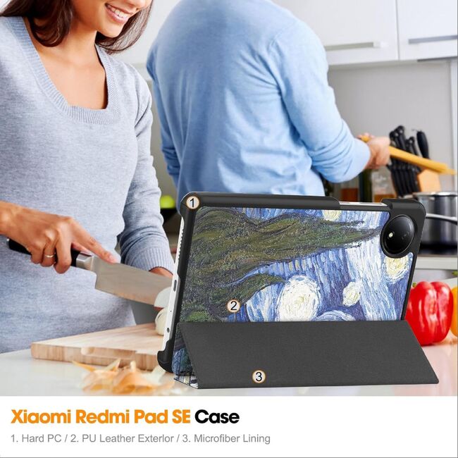 Husa pentru  Xiaomi Redmi Pad SE 8.7 tip stand functie sleep/wake-up, multicolor