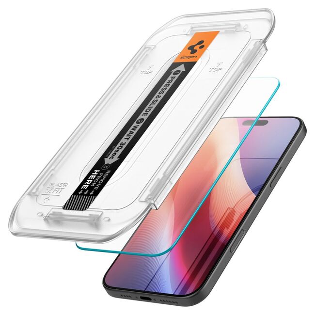 Set 2 x Folie din sticla pentru  iPhone 16 Pro Max cu aplicator Spigen - Glas.tR EZ-FIT HD - clear