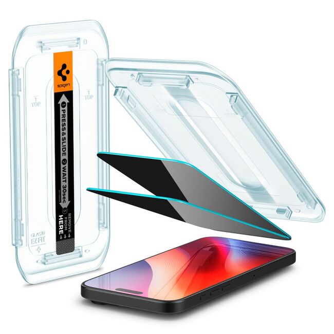 Set 2 x Folie sticla Spigen - glas.tr ez-fit (2 pack) - iphone 16 pro max - privacy