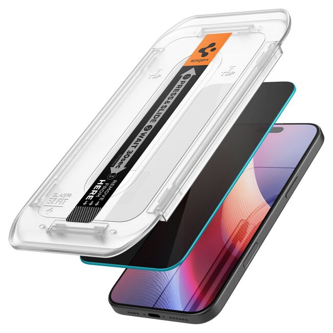 Set 2 x Folie sticla Spigen - glas.tr ez-fit (2 pack) - iphone 16 pro max - privacy
