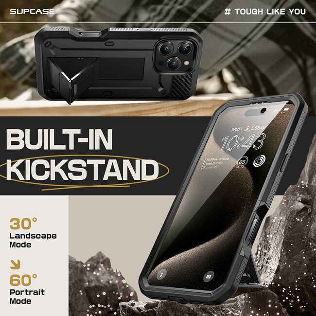 Husa 360 iPhone 16 Pro Supcase Unicorn Beetle Pro, negru