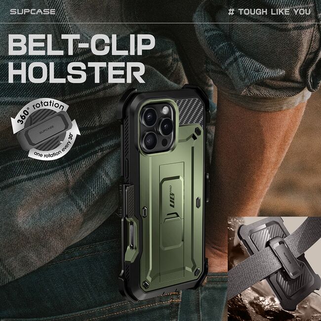 Husa 360 iPhone 16 Pro Max Supcase Unicorn Beetle Pro, verde