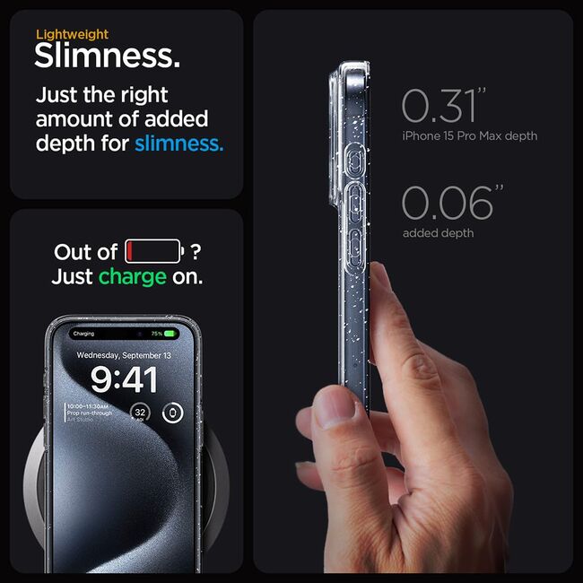 Husa pentru iPhone 16 cu sclipici Glitter, transparent