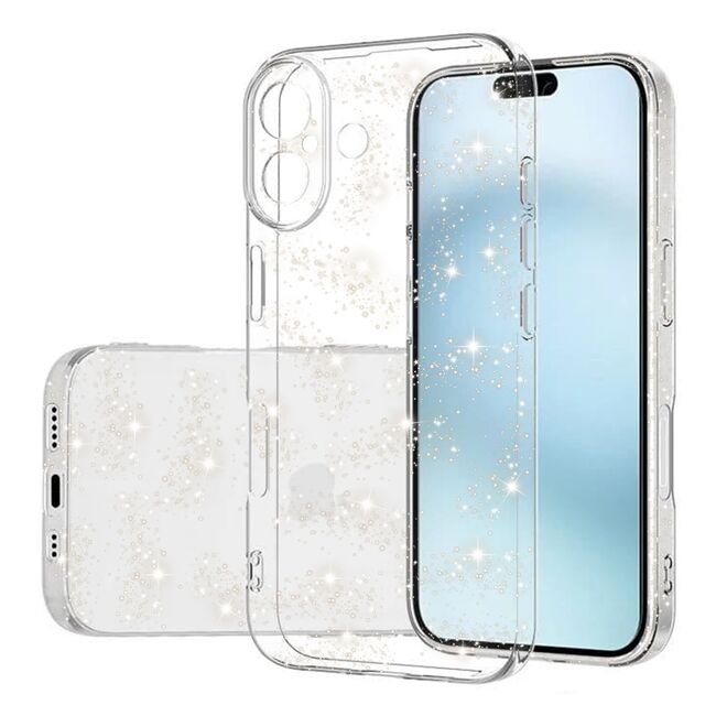 Husa pentru iPhone 16 Plus cu sclipici Glitter, transparent