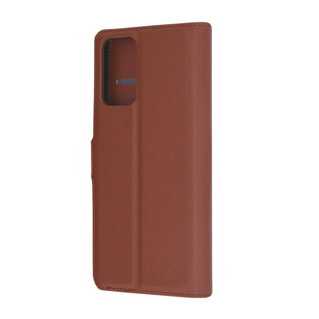 Husa pentru  Motorola Edge 50 tip carte cu inchidere magnetica, compartimente pentru carduri si functie stand, maro
