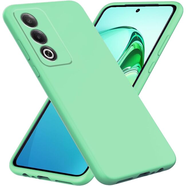 Husa pentru  Oppo A80 Liquid Silicone, subțire, captusita cu microfibra, anti amprentă, protectie cameră foto, verde