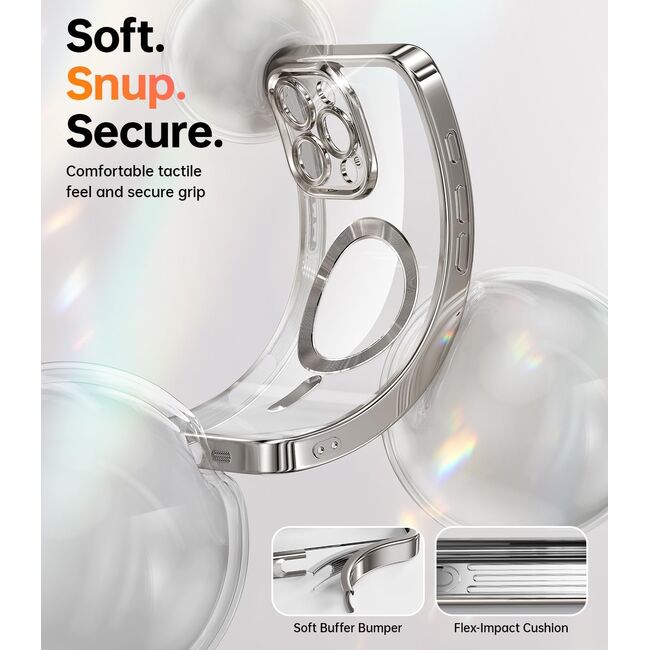 Husa pentru  iPhone 16 Pro Max cu MagSafe Sparkle Glare Detachable Layer, cu protectie lentile - argintiu