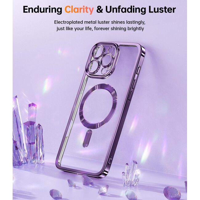 Husa pentru  iPhone 16 Pro cu MagSafe Sparkle Glare Detachable Layer, cu protectie lentile - mov deschis