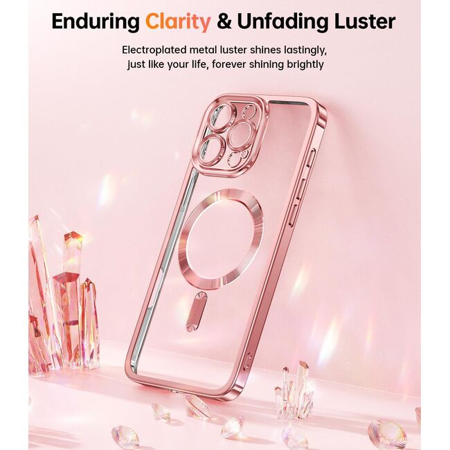Husa pentru  iPhone 16 Pro cu MagSafe Sparkle Glare Detachable Layer, cu protectie lentile - roz