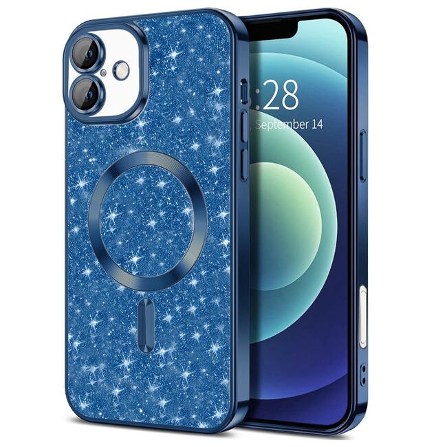 Husa pentru  iPhone 16 Plus cu MagSafe Sparkle Glare Detachable Layer, cu protectie lentile - albastru