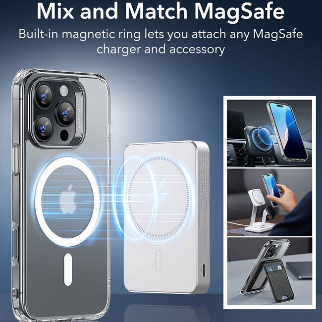 Husa pentru  iPhone 16 Pro Max cu MagSafe Classic Hybrid HaloLock frosted - transparent