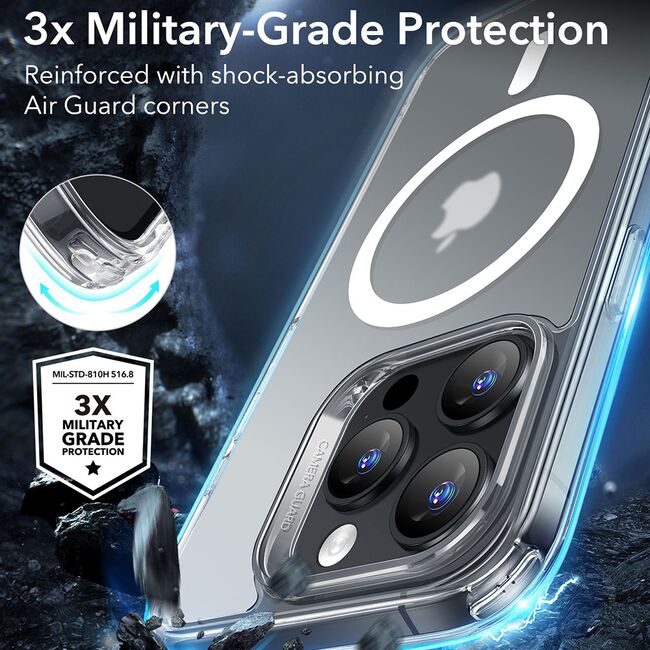 Husa pentru  iPhone 16 Pro Max cu MagSafe Classic Hybrid HaloLock frosted - transparent