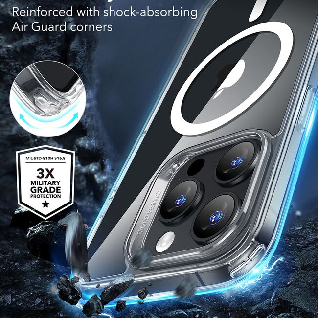 Husa pentru  iPhone 16 Pro cu MagSafe Classic Hybrid HaloLock Kickstand - transparent