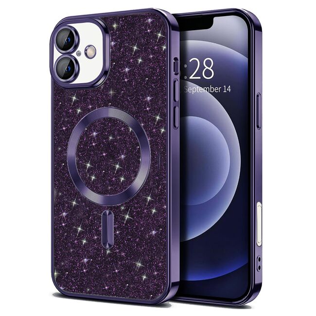 Husa pentru  iPhone 16 cu MagSafe Sparkle Glare Detachable Layer, cu protectie lentile - mov