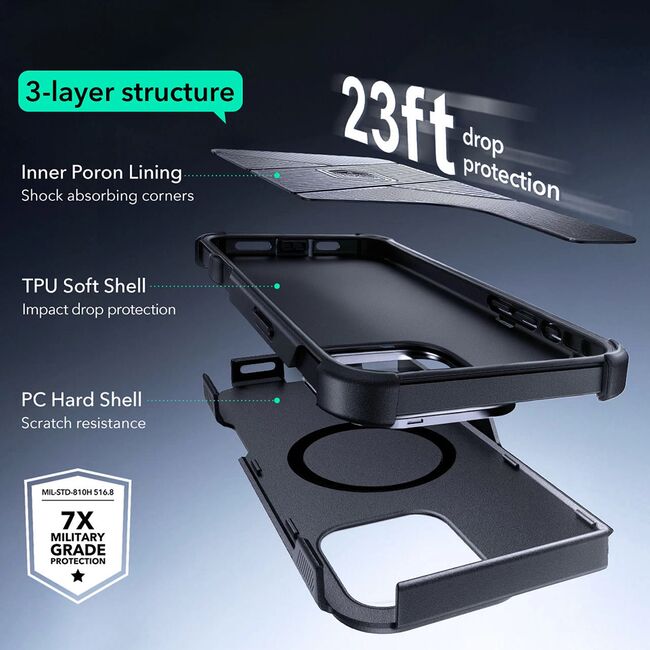 Husa pentru  iPhone 16 Pro cu MagSafe Cyber Armor Kickstand - verde