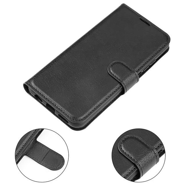 Husa pentru  iPhone 16 Pro Max tip carte cu inchidere magnetica, compartimente pentru carduri si functie stand, negru