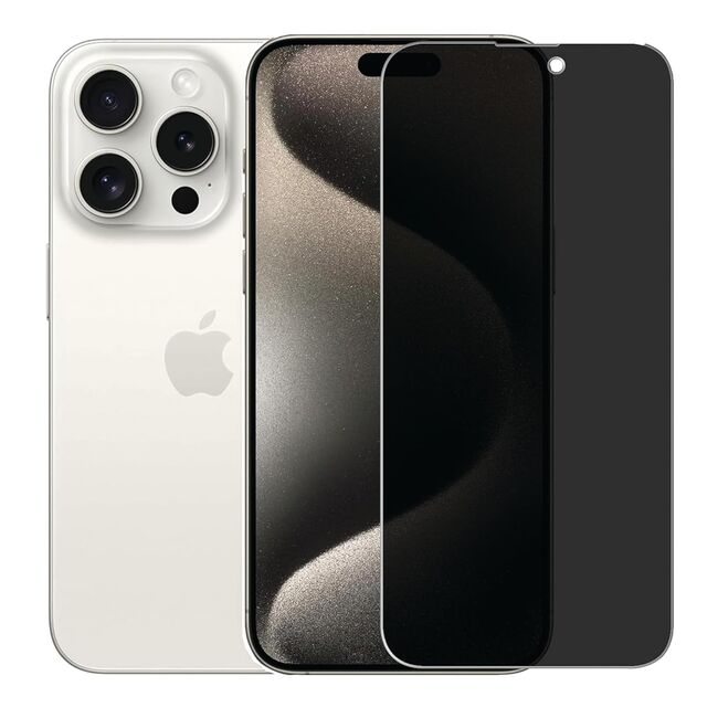 Folie din sticla privacy pentru iPhone 16 Pro Max GLASS PRO+, margini negre