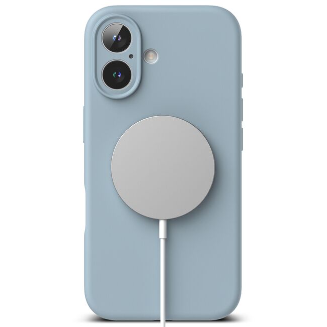 Husa premium pentru  iPhone 16 Plus Silicone Magnetic compatibila MagSafe captusita cu microfibra - albastru