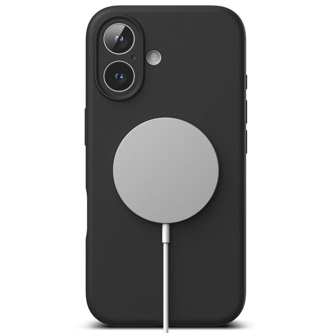 Husa premium pentru  iPhone 16 Plus Silicone Magnetic compatibila MagSafe captusita cu microfibra - negru