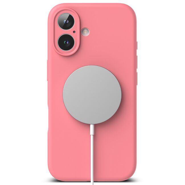 Husa premium pentru  iPhone 16 Plus Silicone Magnetic compatibila MagSafe captusita cu microfibra - roz