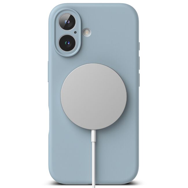 Husa premium pentru  iPhone 16 Silicone Magnetic compatibila MagSafe captusita cu microfibra - albastru