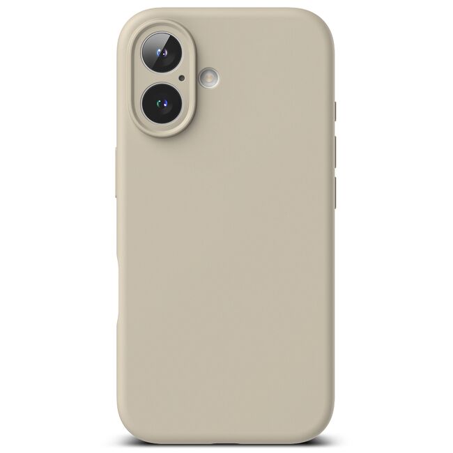 Husa premium pentru  iPhone 16 Silicone Magnetic compatibila MagSafe captusita cu microfibra - bej