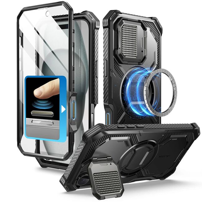 [Pachet 360°] Husa + folie iPhone 16 I-Blason Armorbox, negru