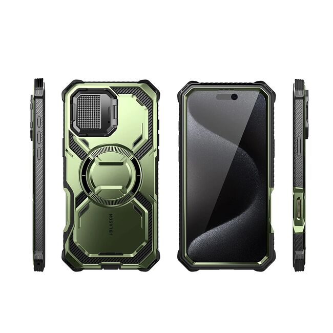 [Pachet 360°] Husa + folie iPhone 16 Pro I-Blason Armorbox, verde