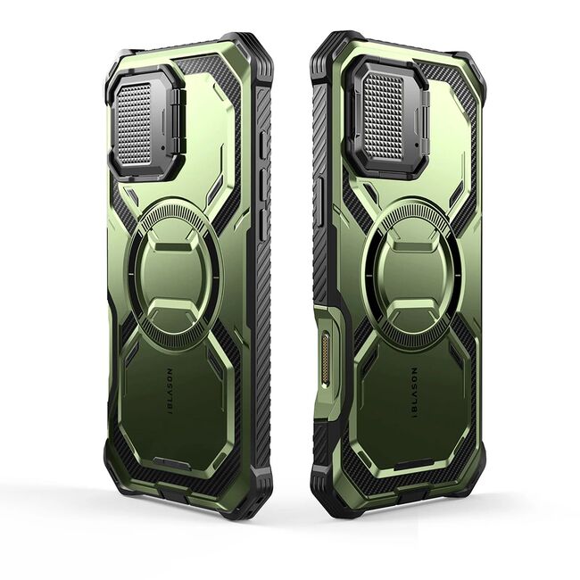 [Pachet 360°] Husa + folie iPhone 16 Pro I-Blason Armorbox, verde