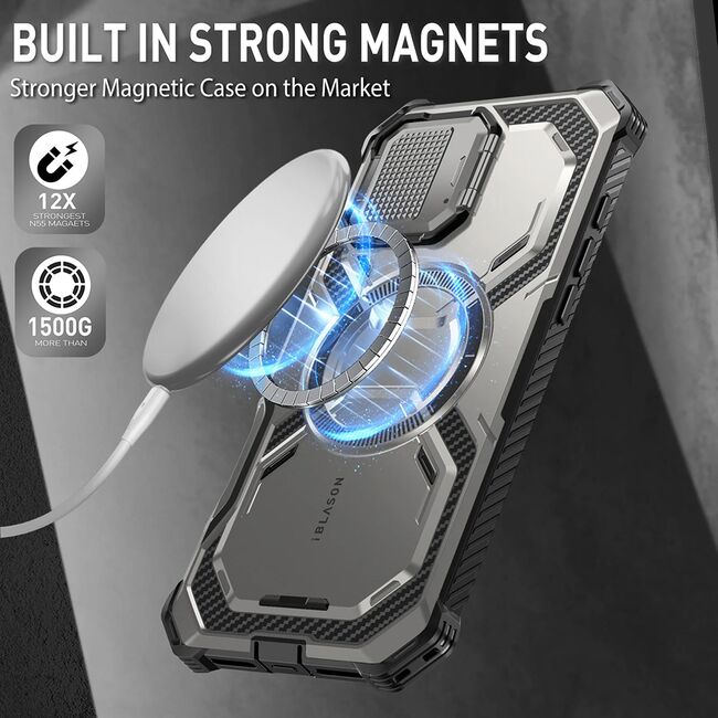 [Pachet 360°] Husa + folie iPhone 16 Pro I-Blason Armorbox, gri