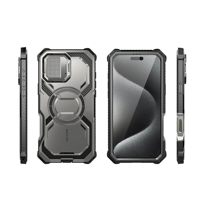 [Pachet 360°] Husa + folie iPhone 16 Pro I-Blason Armorbox, gri