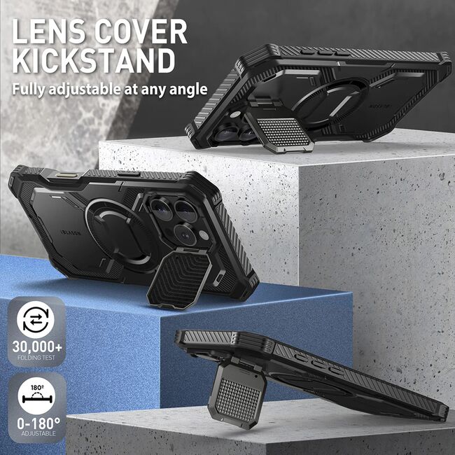 [Pachet 360°] Husa + folie iPhone 16 Pro Max I-Blason Armorbox, rosu