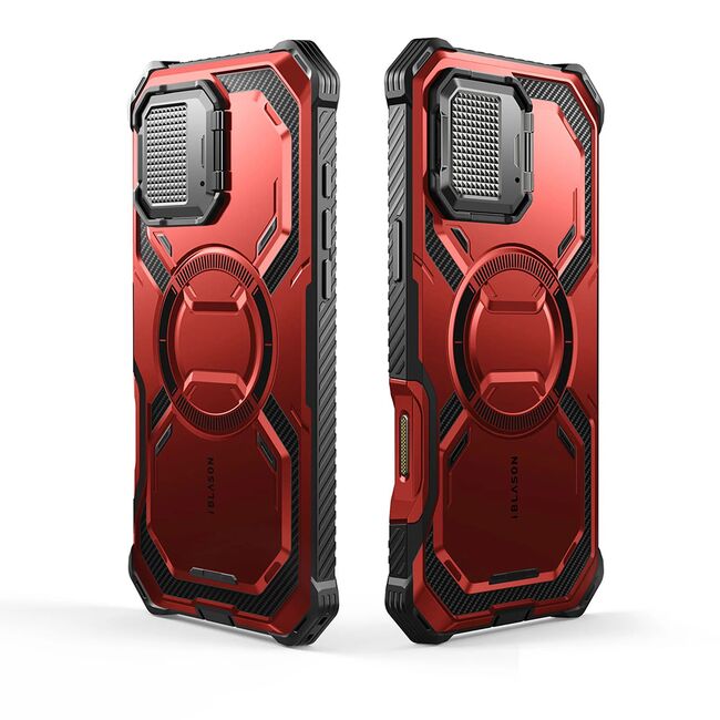 [Pachet 360°] Husa + folie iPhone 16 Pro Max I-Blason Armorbox, rosu