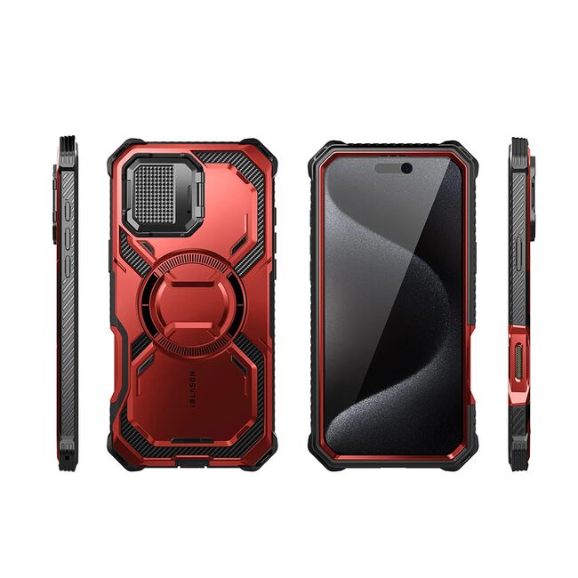 [Pachet 360°] Husa + folie iPhone 16 Pro Max I-Blason Armorbox, rosu