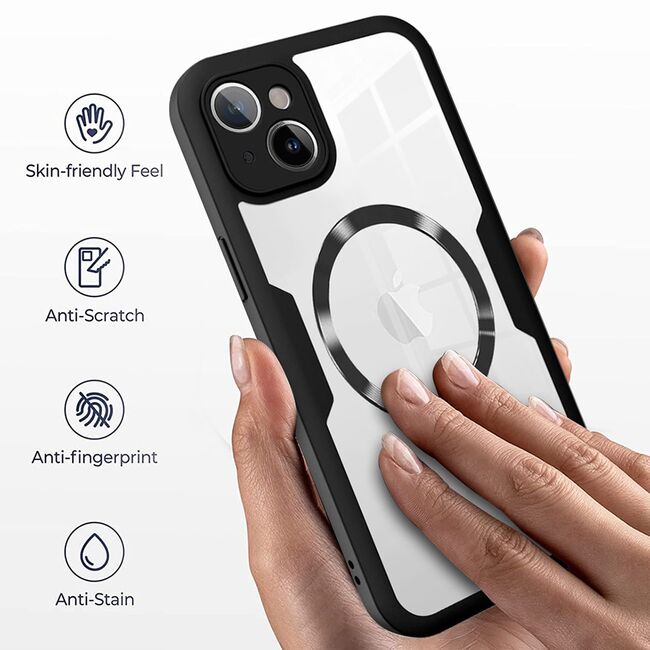 Pachet 360: Husa cu folie integrata pentru  iPhone 15 cu MagSafe Cover360 fata / spate - albastru