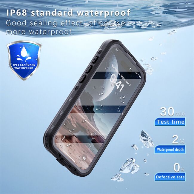 Pachet 360: Husa cu folie integrata iPhone 16 Plus cu MagSafe ShockProof Dust-Water Proof Full Body, negru