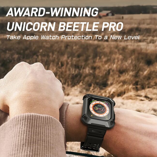 [Pachet husa + curea] Apple Watch 10 46mm Supcase Unicorn Beetle Pro, negru