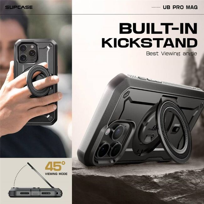 Husa iPhone 16 Pro Supcase Unicorn Beetle Pro MagSafe, gri