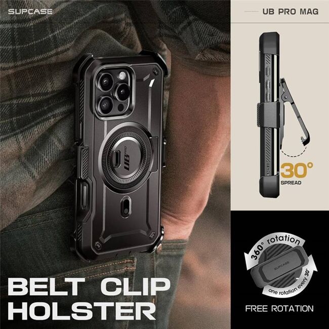 Husa iPhone 16 Pro Supcase Unicorn Beetle Pro MagSafe, gri
