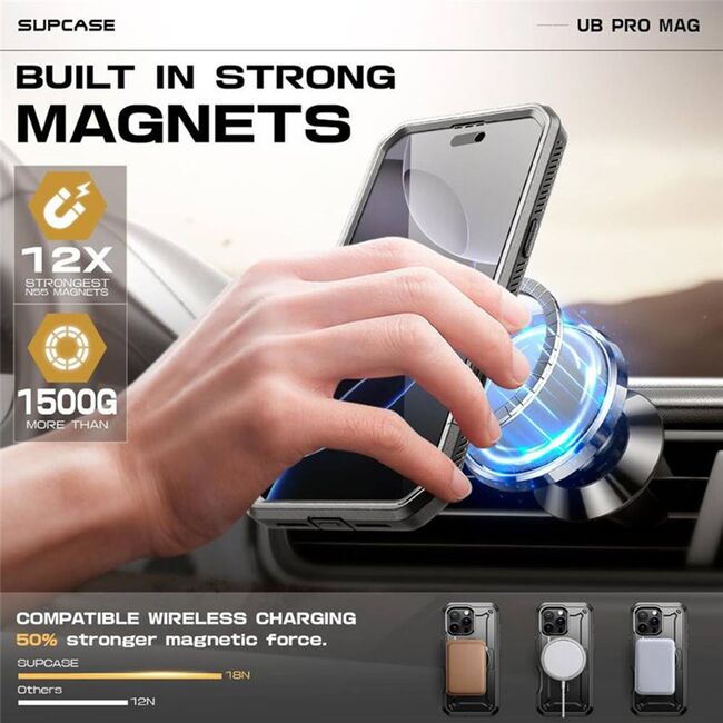 Husa iPhone 16 Pro Max Supcase Unicorn Beetle Pro MagSafe, negru