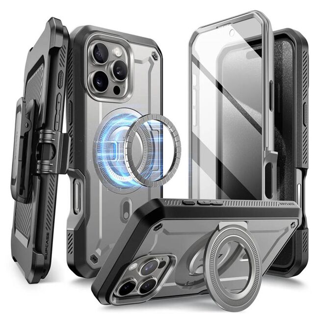 Husa iPhone 16 Pro Max Supcase Unicorn Beetle Pro MagSafe, gri