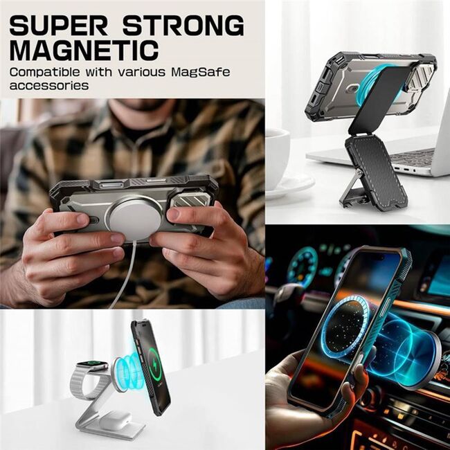 Husa iPhone 16 Pro Max Supcase Unicorn Beetle XT MagSafe, gri